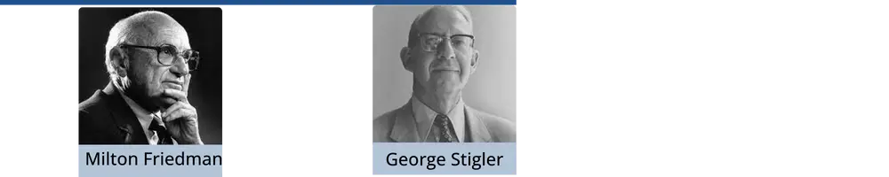 Chicago School of Economics Schools of economic thought championed by economists like Milton Friedman and George Stigler