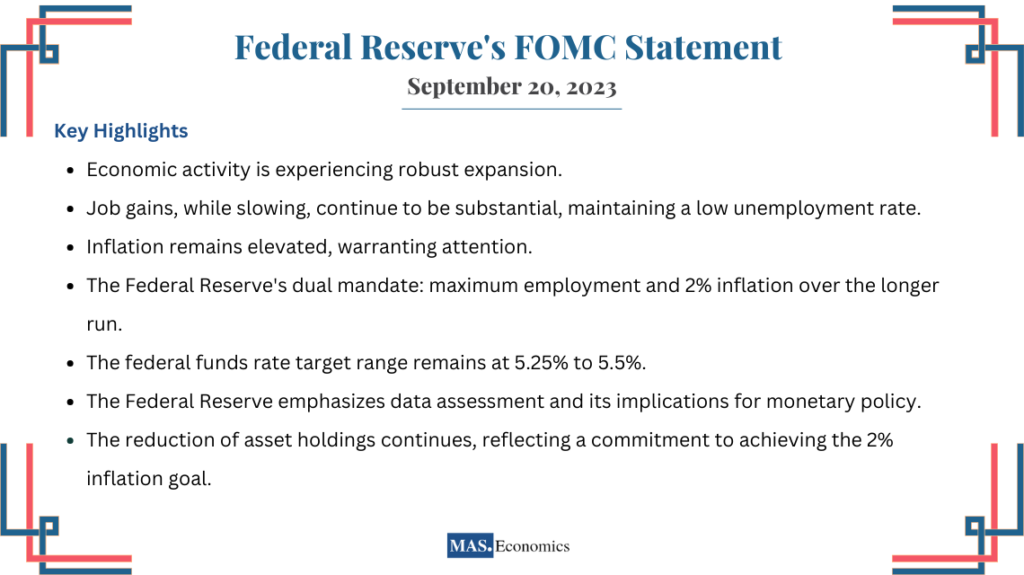 Summarizing the key highlights of the FED's Implementation Note - September 2023 
