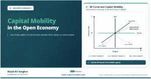 Feature image for “Capital Mobility in Open Economy Macroeconomics,” showing how perfect, imperfect, and zero capital mobility change the slope of the BP curve in the Mundell-Fleming framework.