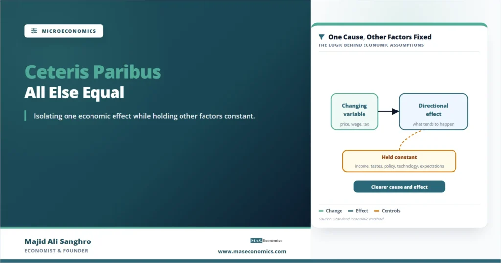 Ceteris paribus feature image showing one changing variable while other economic influences are held constant.